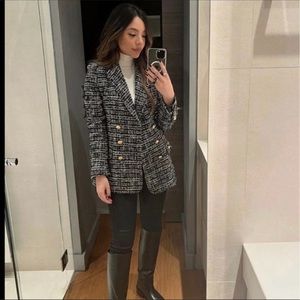 NWT Zara Double Breasted Textured Wave Jacket sz S
